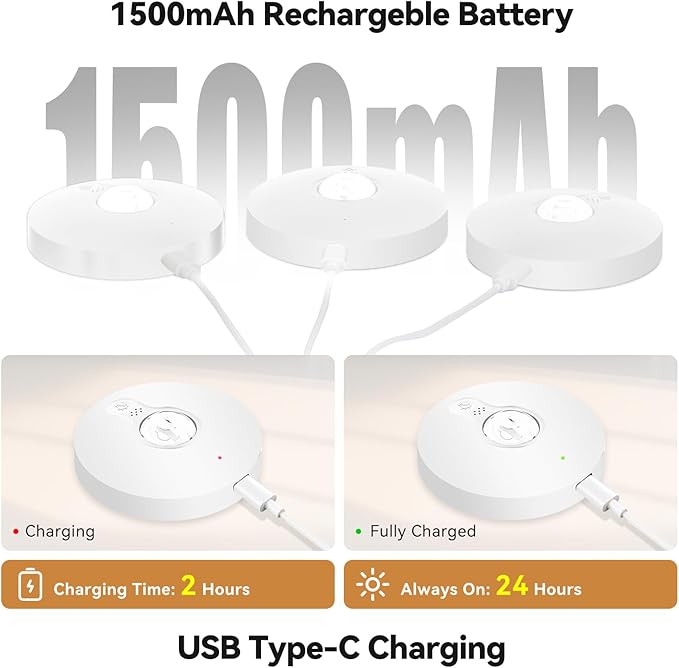 Rechargeable Puck Lights with Remote, 12 Pack Magnetic Under Cabinet Lighting, 1500mAh Battery Operated LED Tap Lights with Dimmer & Timmer for Kitchen, Closet, Shelf - 3 Color Temps & 12 RGB, White
