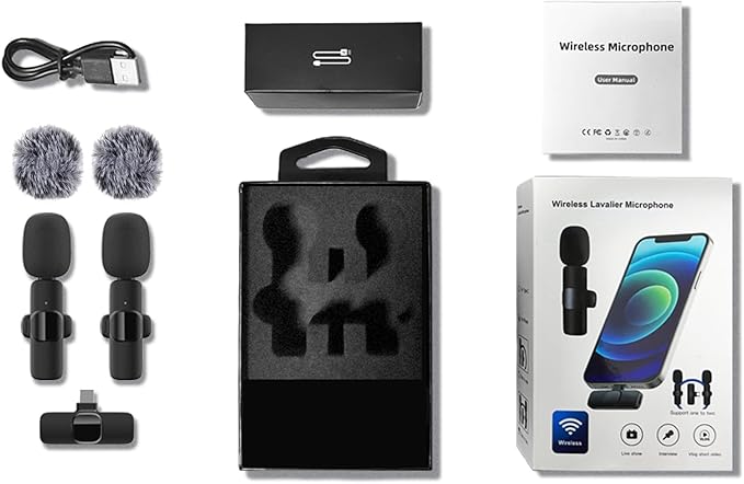 Professional Wireless Lavalier Lapel Microphone for iPhone, Mini Video Recording Mic for Interview Video Podcast Vlog YouTube & Livestream, Noise Reduction, Plug & Play (Lightning Port)