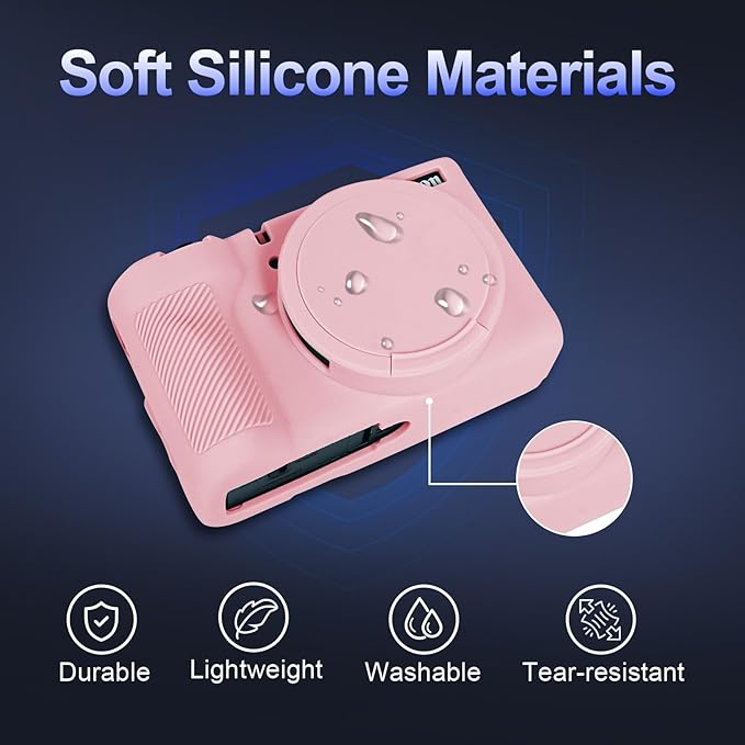 EASY HOOD V1 Case, Silicone Camera Cover with Removable Lens Cover, Soft Protector Lightweight Carrying Body Skin for Canon PowerShot V1 Digital Camera - Pink