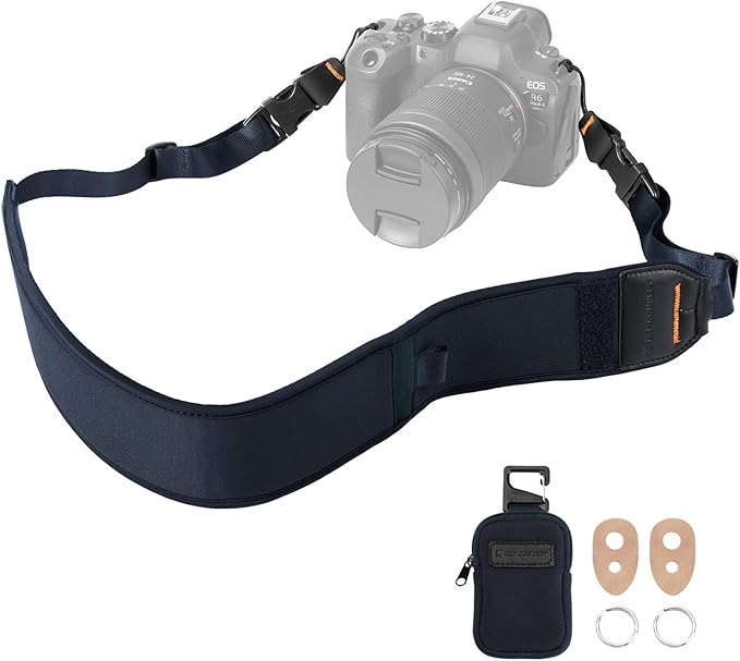 K&F Concept Camera Neck Strap for Photographers, Soft Neoprene Adjustable Shoulder Belt with Zipped Pockets