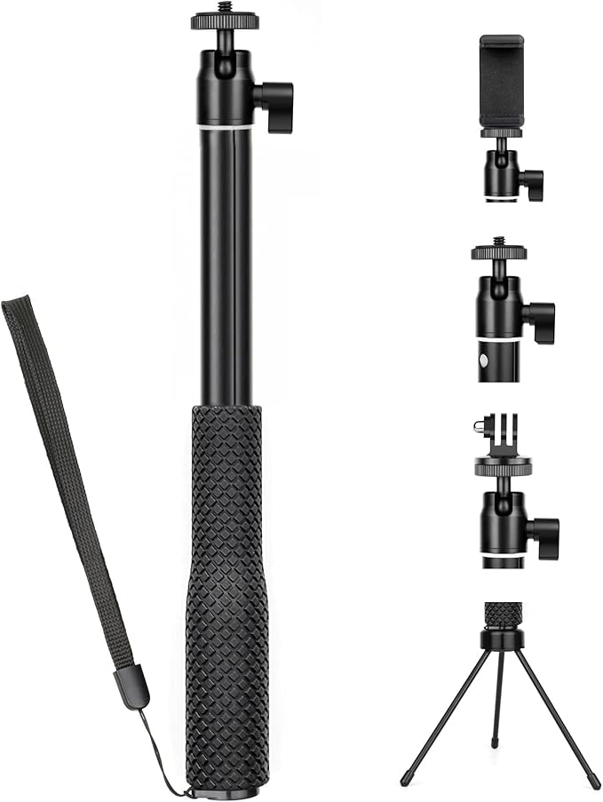 GEPULY 360° Underwater Selfie Stick with Tripod Stand for GoPro - Waterproof Stick Pole for Insta360 Hero 13 12 11 AKASO DJI OSMO Vlog Diving Handler Extended Monopod w Phone Holder&Hand Strap