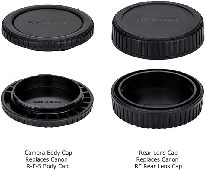 2 Pack RF Mount Body Cap Cover & Rear Lens Cap for Canon EOS R100 R50 R50V R8 R R1 R3 R5 R6 Mark II III R7 R10 RP Mirrorless Camera & RF Mount Lenses, with 2 Extra Hot Shoe Protective Covers Included