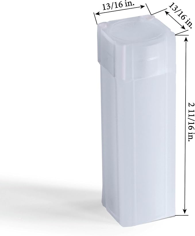 Lighthouse - Square Coin Tubes - Convenient Push Top, Virtually Unbreakable, Acid Free and Archival Quality - Coin Tubes for US Dimes, 10 Pack