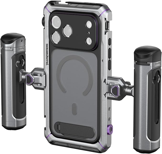 SmallRig Megatron Edition Dual Handheld Video Cage Kit for iPhone 17 Pro, Wireless Control Handle, Quick Release, Filmmaking & Live Streaming Kit with Case, Rotatable Handles, Lens Backplate-5585