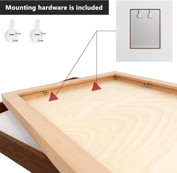 Natural Wood Photo Frames Inspired Tabletop Picture Frame with Mat, Vertical or Horizontal Display (Teak, 14x17 matted to 11x14)