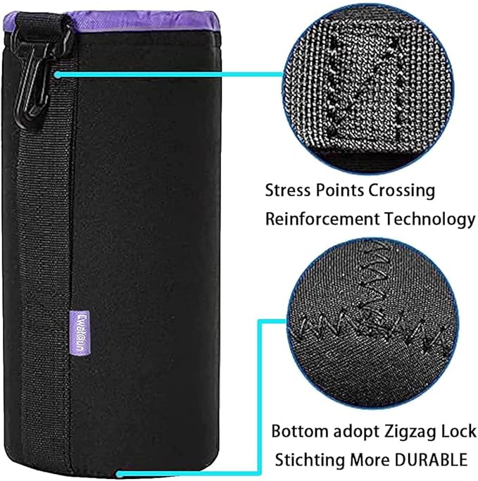 Cwatcun 4 Pack Lens Pouch Set, Camera Lens Case Bag with Thick Protective Neoprene, for Canon Nikon Sony Pentax Olympus Panasonic Fuji Sigma DSLR SLR Camera Lens (Size Small, Medium, Large, X Large)