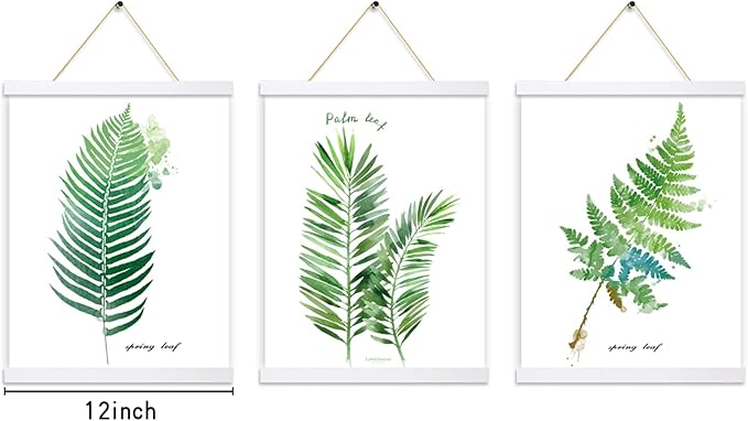 YK artwood 3 Pack Magnetic Poster Hanger Frame 12 Inch White, 12x18 12x16 12x24 Poster Frame Wood Magnet Frames Hangers for Photos, Pictures, Prints, Maps, Canvas Artwork,Diamond Art Painting