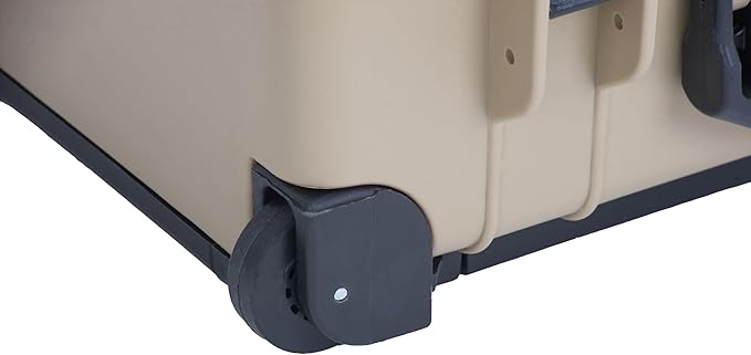 MEIJIA All Weather Rolling Waterproof Protective Case, Hard Camera Case,Dry Case with Retractable Pull Handle and Wheels,Foam Inserted, 22 x13.81x9inches (Desert Tan)