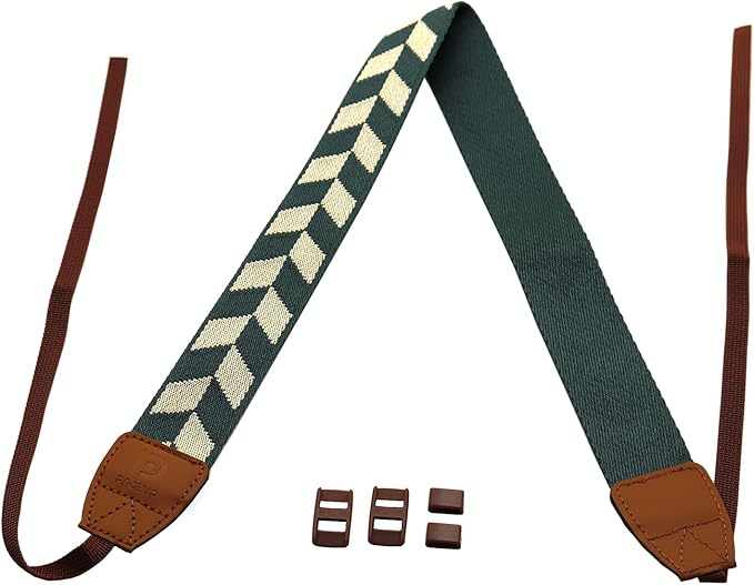 Camera Strap Camera Belt Adjustable Cotton Leather Camera Shoulder Neck Strap for All Portable Cameras with Ring