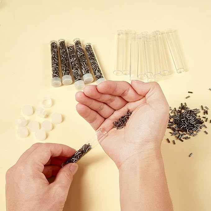 Craftdady Clear Plastic Tube Bead Chunky Bamboo Tube Beads 100Pcs Transparent Storage Test Tubes with Caps 78x13mm (3.07x0.5 inch)