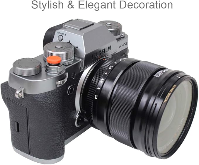 Foto&Tech Soft Shutter Release Button Compatible with Fuji Fujifilm X-T5 X-T4 X-T3 X-T30 X-T30 II X-T20 X-PRO3 X100V X100F X-E4 X-E3 RX1R II RX10 IV III Leica M9 Nikon Df F3 (3 Pieces, Orange)