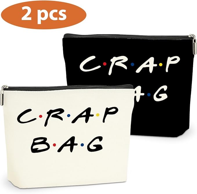 2 PCS Funny Gifts for Women Makeup Bag, Best Friend Birthday Gifts for Women, Funny Cosmetic Bags, Sister Christmas Graduation Friendship Gift for Daughter From Mom, Black White Travel Organizer