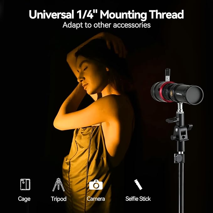 WELLMAKING 10W Four-color Projection Photography Flashlight, Professional Imaging Lens,Stepless Zoom, Zoomable Beam,7800mAh, with 20 gobos for Photo,Content Creation Video Recording Accessorie,YouTube