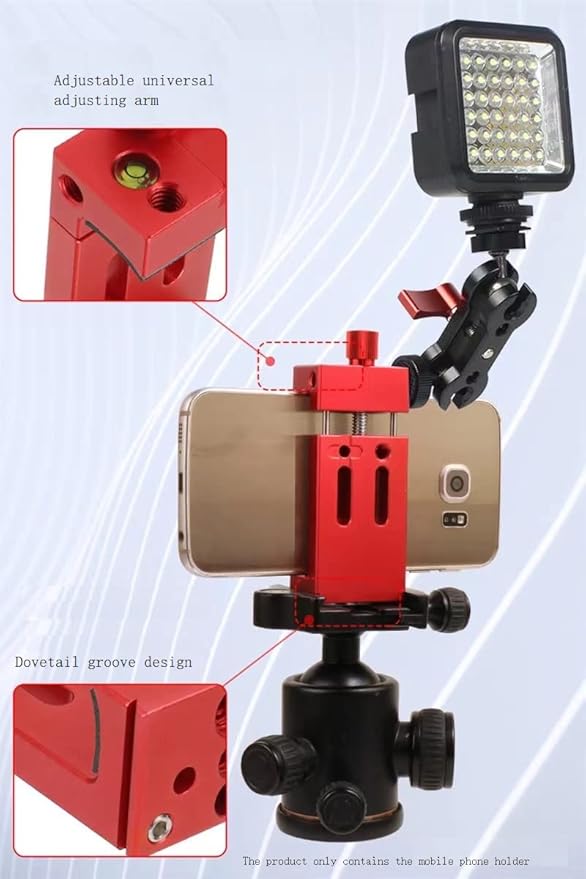 Aluminum Metal Phone Tripod Mount with 3 Cold Shoes & 1/4" Arca Port,360°Rotation Cell Phone Tripod Adapter for Phone Stand Holder, Compatible for iPhone Samsung and Other Smartphone