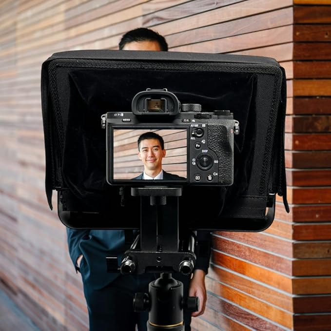 Glide Gear TMP 500 Teleprompter – DSLR, Tablet, Smartphone – 12" Glass, 15mm Rails, Hard Case, No Assembly