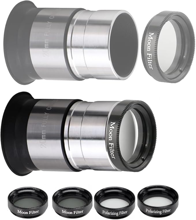 Starboosa Complete Telescope Eyepiece Set - Multi-Coated Optics - 1.25 inch Eyepiece Set with 4mm, 10mm, 20mm Lenses, 5X Barlow Lens, 2 Moon Filters, 2 Polarizing Filters