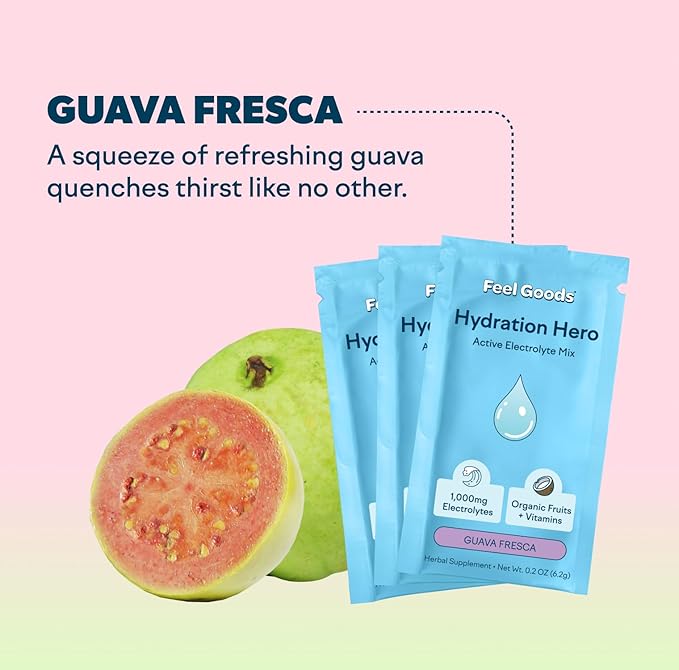 Feel Goods Hydration Hero, Sugar-Free Electrolyte Powder Packets for Daily Hydration - Electrolytes Drink Mix with Magnesium, Potassium & Vitamins for Fasting & Energy - Keto, Vegan & Organic Flavors