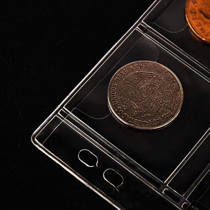 200 Pockets Coin Binders Pages - 1.77 inch Holders 10 pcs Loose-Leaf Sheets Acid-Free Collection Holders for Medallion Coin Stamp Currency Collecting Supplies 45x45 mm / 1.77x1.77 inch CS03220