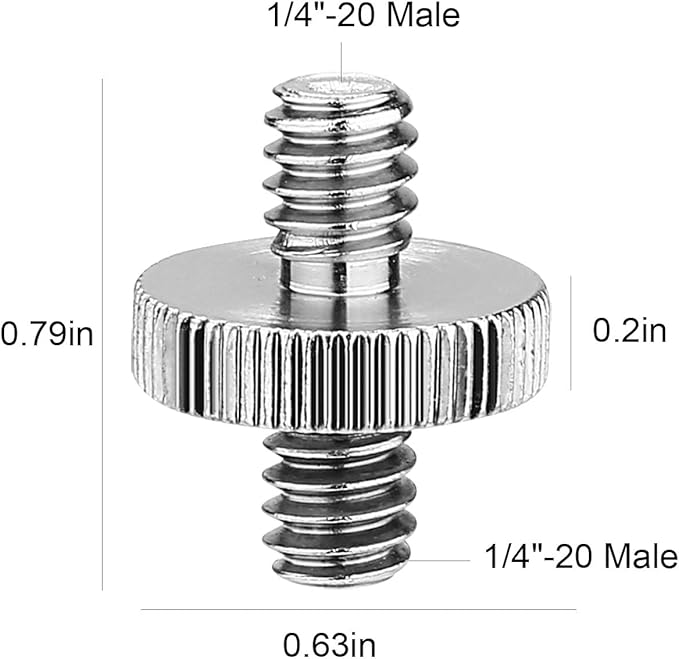 6 Pack International Standard 1/4"-20 Male to 1/4"-20 Male Threaded Tripod Screw Adapter Standard Tripod Mounting Thread Camera Screw Adapter Converter,Precision Made