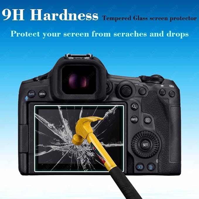 Screen Protector for Canon EOS R5 Mark II + Top [2+2Pack] EOS R5 ii Tempered Glass Screen Protector 0.3mm High Definition 9H Hardness Anti-Scrach Anti-Bubble