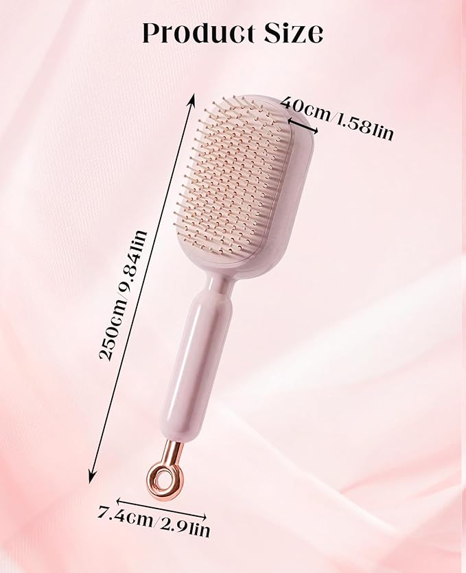 Retractable Self Cleaning Hair Brush for Women, Cleaning Portable Anti-Static Cushion Massage Hairbrush Comb