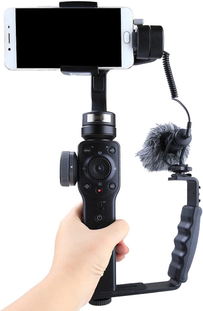 Camera Stabilizer Handle Grip Mounting Extension L-Bracket with Cold Shoe 1/4'' Adapter for Mobile 3 Extension L Bracket