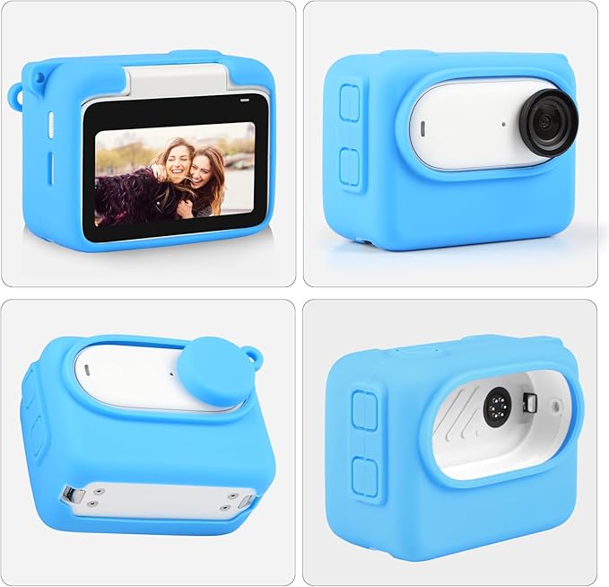 PULUZ Camera Silicone Protective Case for Insta360 GO 3 Camera Charging Case,Soft Silicone Protective Cover with Lens Cap and Anti-Loss Lanyard as Accessories for Insta360 GO 3(Blue)