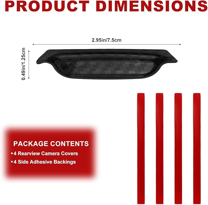 4pcs Car Rear View Camera Anti-Rain Cover, 2.95x0.49x0.46in/7.5x1.25x1.16cm Durable ABS Material Rear View Backup Camera Cover for Automotive Exterior Accessories(Black)