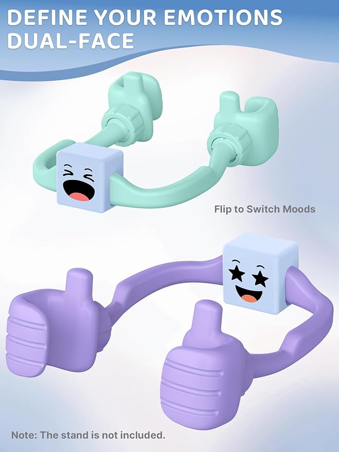 Easter Basket Stuffers Gifts for Teens Girls Boys Kids Adults Cell Phone Holder with Clip: Dual-Sided Mood Cubes Clips for Gesture Phone Stand Desk Accessory Cool Gadget Birthday Gifts for Men Women