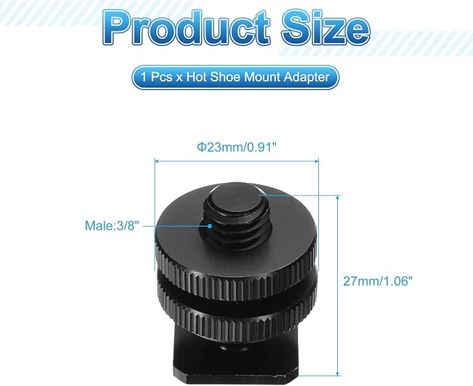 PATIKIL Hot Shoe Adapter 3/8" Male, 1 Pcs Hot Shoe Mount Adapter Camera Mount Screw Camera Video Light Converter for Microphone Holder Accessories 1.06x0.91x0.91 Inch