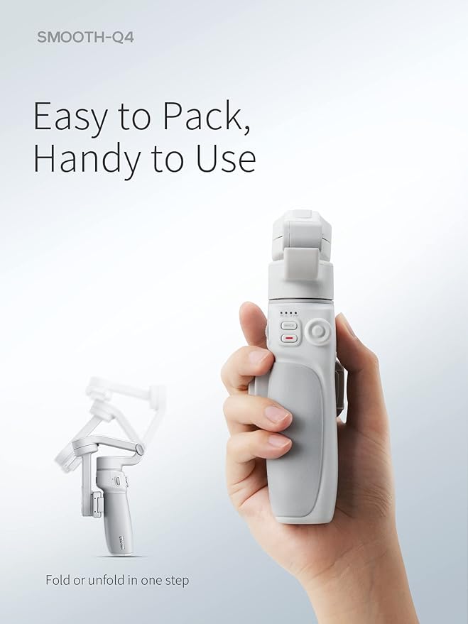 ZHIYUN Smooth Q4 Gimbal Stabilizer, 3-Axis Smartphone Phone Gimbal, Built-in Extension Rod, Foldable and Portable, Android and iPhone Gimbal, Vlogging, TikTok YouTube Video