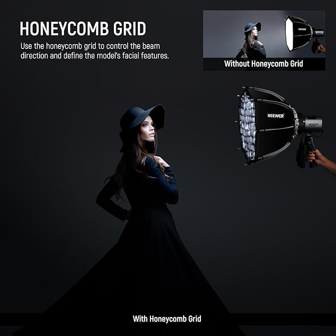 NEEWER 18"/45cm Octagonal Softbox, Quick Release Bowens Mount Softbox with Honeycomb Grid, Light Diffusers, Bag for RGB CB60 CB60B CB200B MS60B MS60C MS150B S101-300W/400W Pro Vision 4 Q4, NS21P