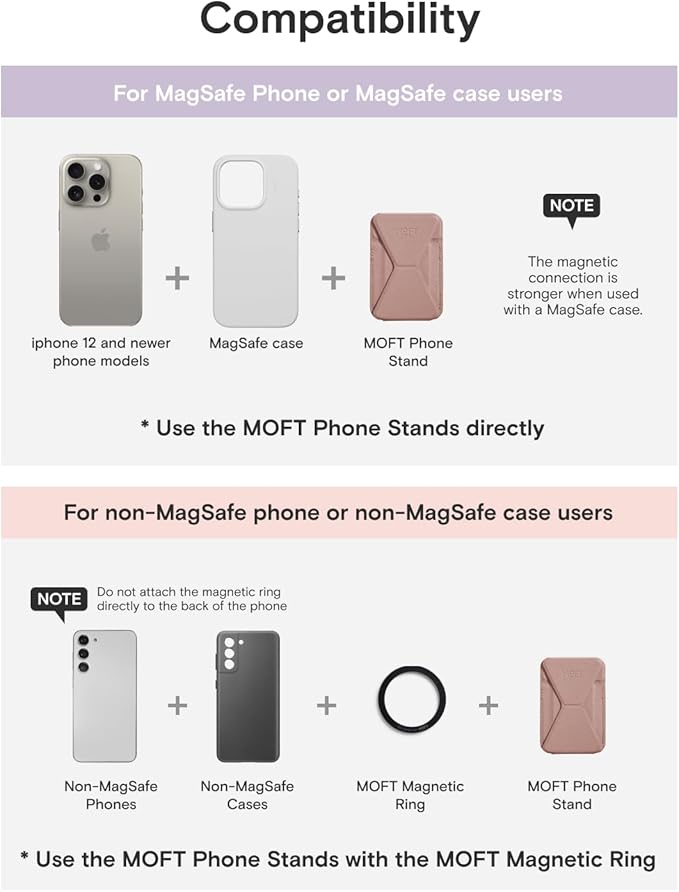 MOFT Magnetic Wallet Stand Compatible with iPhone 17/16/15/14/13/12 Series, Angle Adjustment & Magsafe Compatible MOVAS Phone Stand,Classic Nude