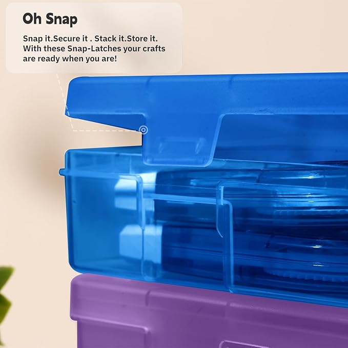 novelinks Small Plastic Storage Box Containers with Latching Lids - Craft Organizers and Storage Stackable Storage Organizer (6 Pack Large -Color)