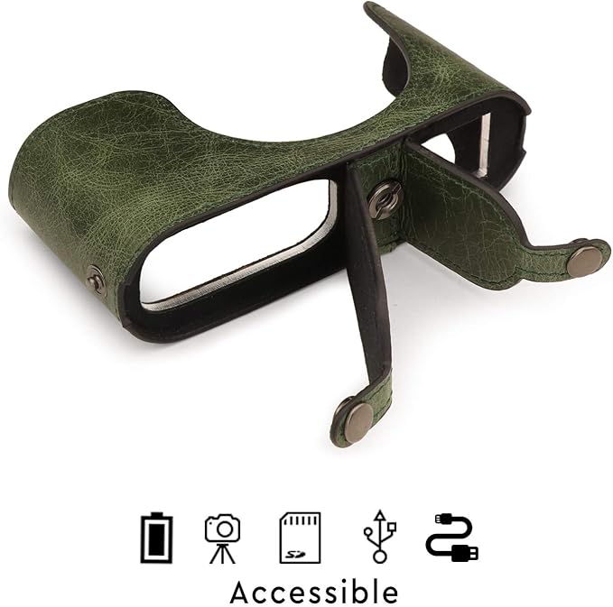 MegaGear MG1721 Ever Ready Genuine Leather Camera Half Case Compatible with Leica Q2 - Green