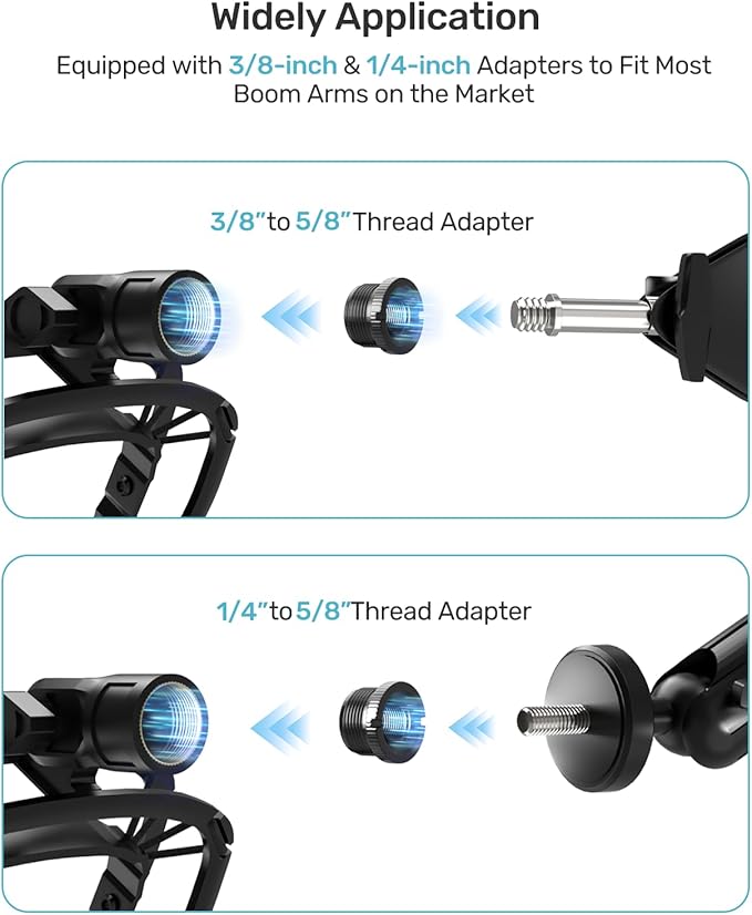 Wave Shouck Mount [Custom Built for Elgato Wave:3/1], Anti-Vibration Suspension Elastic Shock Mount Holder Clip Mic Mount Stand with 3/8" or 1/4" Screw Adapter Compatible with Wave:3/1 Microphone
