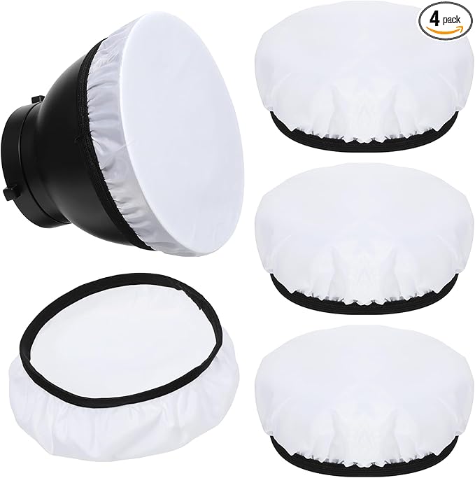 7"/18cm Light Diffuser,Soft Diffuser Lamp Cover White Lamp Shade Diffuser,Great for Studio Strobe Reflectors, Video Shooting (4Pcs)