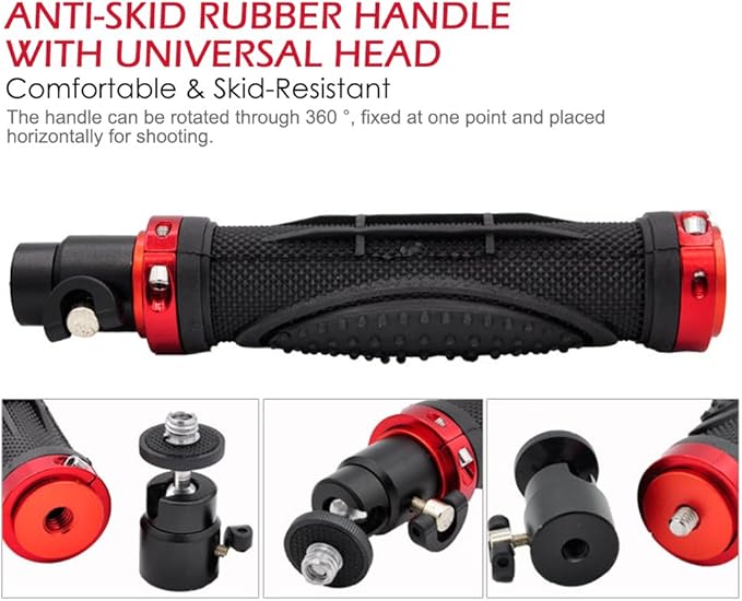 AFUNTA Pro Handheld Video DSLR Camera Stabilizer Steady Compatible GoPro Cannon Nikon Sony Camera Cam Camcorder DV Smartphone up to 2.1 lbs with Smooth Pro Steady Glide -Red/Silver/Black