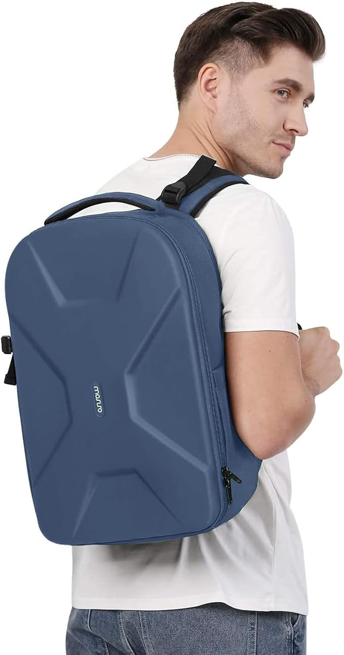 MOSISO Camera Backpack, DSLR/SLR/Mirrorless Photography Camera Bag 15-16 inch Waterproof Hardshell Case with Tripod Holder&Laptop Compartment Compatible with Canon/Nikon/Sony, Steel Blue
