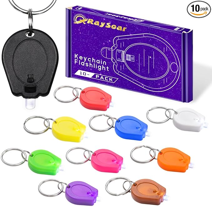 10 Pack Ultra Bright Mini LED Keychain Flashlight, Small Key Ring Flashlight, Portable LED Keychain Light for Outdoor Activities Emergency Light - 10 Colors Shell