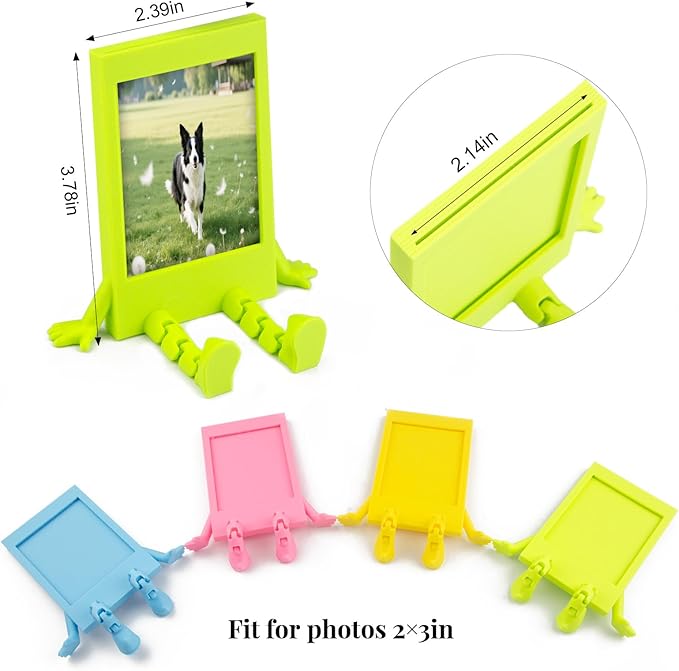 BEYONGME 4 Packs Small Picture Frames, Cute 2x3 Mini Wallet Size Picture Frames Colorful Photo Frame for Instax Mini 12/41/11/9/8/7+/99/40/SE/EVO Photo
