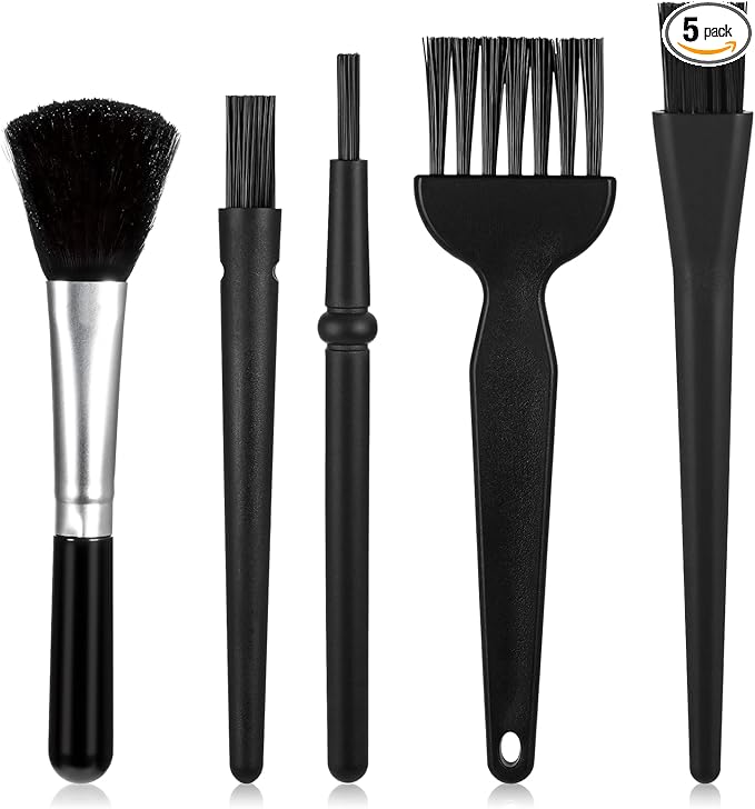 Mini Keyboard Brush, 5 Pcs PP Handle Nylon Anti-Static Keyboard Cleaning Brushes Kit Portable Dusting Brushes for Keyboards Car Interior Motherboard Camera Small Electronics Cleaning