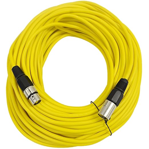 SEISMIC AUDIO - SAXLX-100 - 6 Pack of 100' Yellow XLR Male to XLR Female Microphone Cables - Balanced - 100 Foot Patch Cords