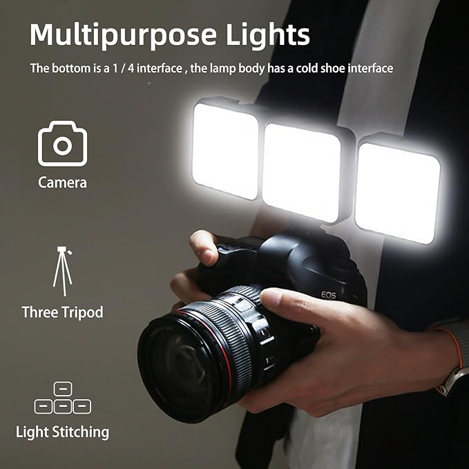 PULUZ 100 LED Video Light, 5W 3-Color Temperature Dimmable (2900K-6500K) Camera Fill Light with Cold Shoe Mount USB-C/AA Battery Powered for DSLR Camcorder Vlogging Macro Photography
