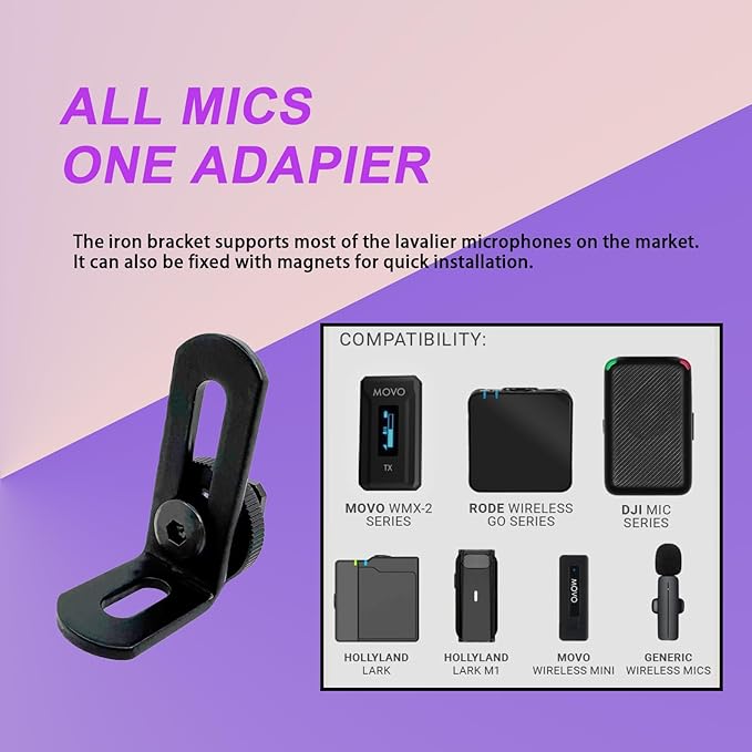 Cold Shoe Camera Mount Adapter for DJI Mic 3 Mini 2 1 Rode Go II Micro Hollyland Lark Synco Insta360 X5 Air Mic Wireless Lavalier Magnetic Microphone Transmitter Receiver Clip Clamp Accessories