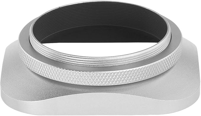 Haoge LH-EW2 49mm Square Metal Screw-in Lens Hood with Cap for 49mm Canon Nikon Sony Leica Voigtlander Nikkor Panasonic Pentax Contax Olympus Lens and Other Lens with 49mm Filter Thread Silver
