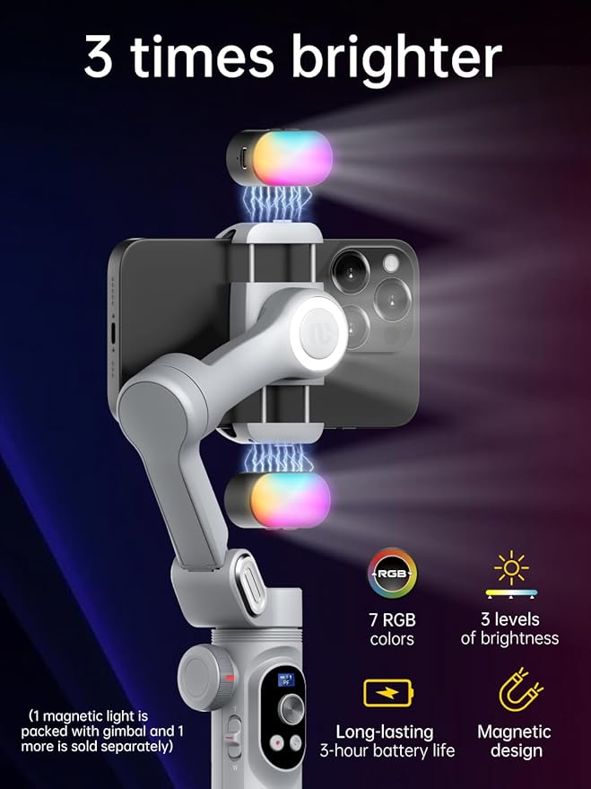 AOCHUAN 3-Axis Gimbal Stabilizer for Smartphone Smart X Pro Kit Gray & B10 Storage Bag & E10 Extension Rod