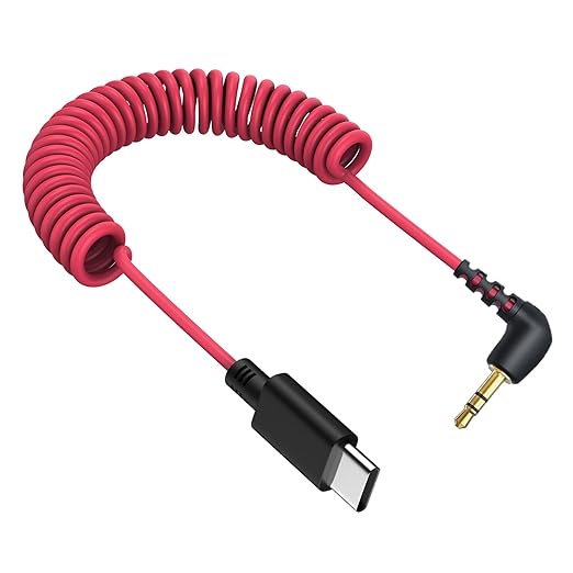 weishan USB C to 3.5mm Microphone Cable for Rode Wireless Pro, Go 2, ME and Hollyland Lark M1 M2 150 Max Duo, Coiled Audio Patch Cable Mic Cord Compatible with iPhone 17 Pro Max 16e 15 Plus