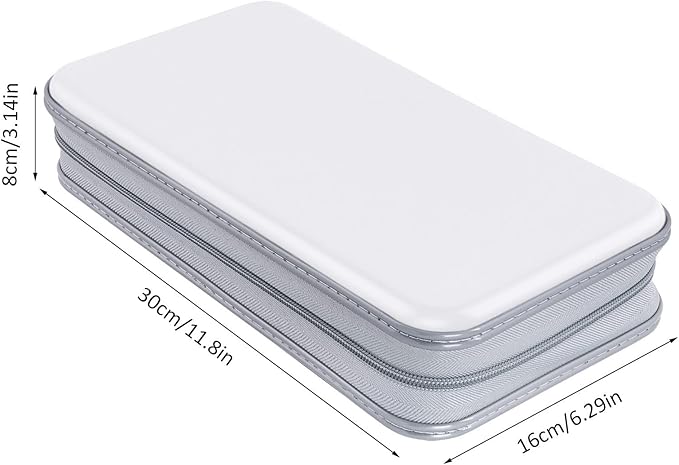 CD Case Holder, 80 Capacity CD/DVD Case Holders Wallet Hard Plastic CD DVD Disc Cases Storage Binder for Car Home Office Travel (White)