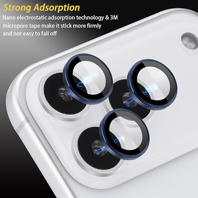 Camera Lens Protector for iPhone 17 Pro/17 Pro Max, Aluminum Alloy Tempered Glass Lens Protector with Installation Frame Fits for iPhone 17 Pro/17 Pro Max (Dark Blue)